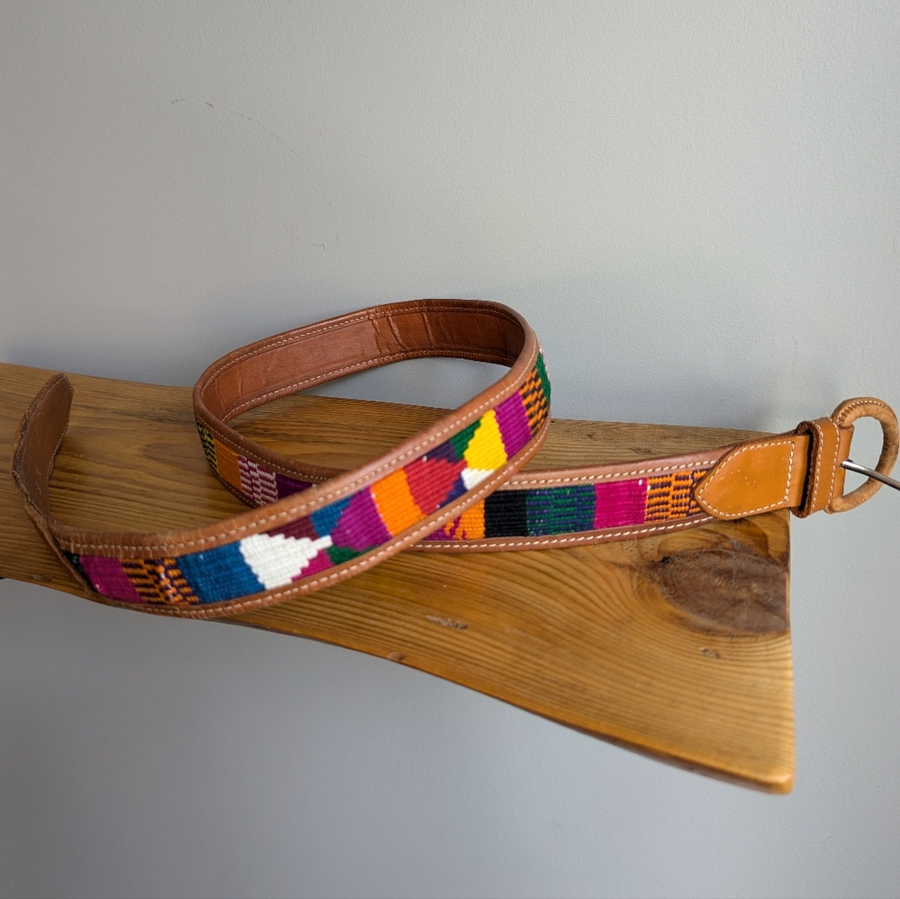Colourful Embroidered Leather Belt
